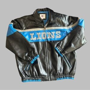 DETROIT LIONS Men’s Faux Leather Bomber Jacket